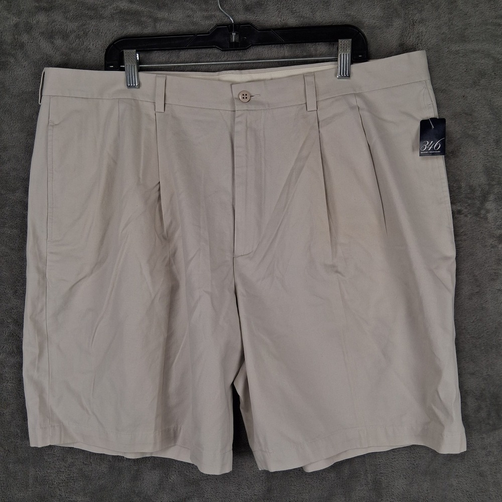 Brooks Brothers 346 Shorts Mens Size 42 Pleated Chino Stone Beige NWT